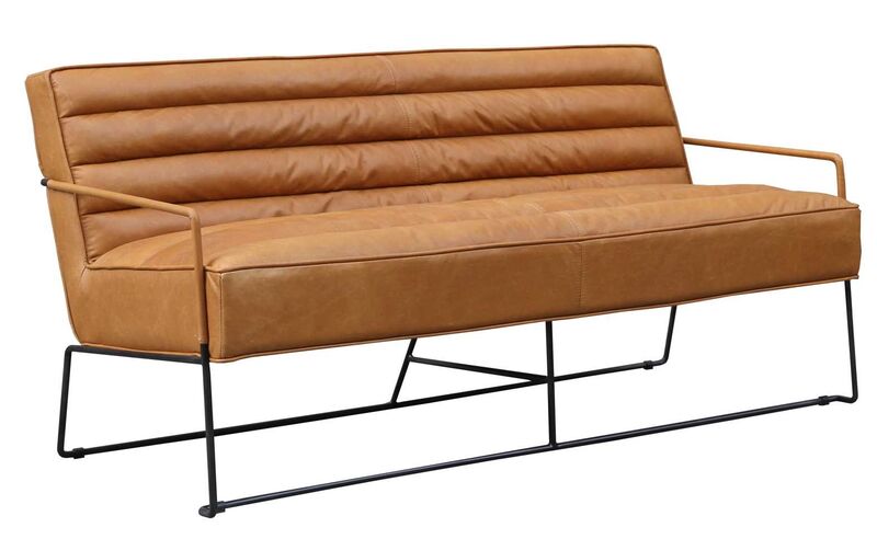 Product photograph of Duriam Vintage Tan Leather Sofa from Designer Sofas 4U