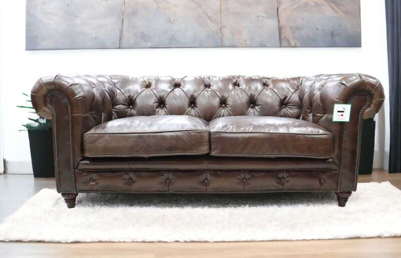 Product photograph of Earle Chesterfield 2 Seater Brown Leather Sofa from Designer Sofas 4U
