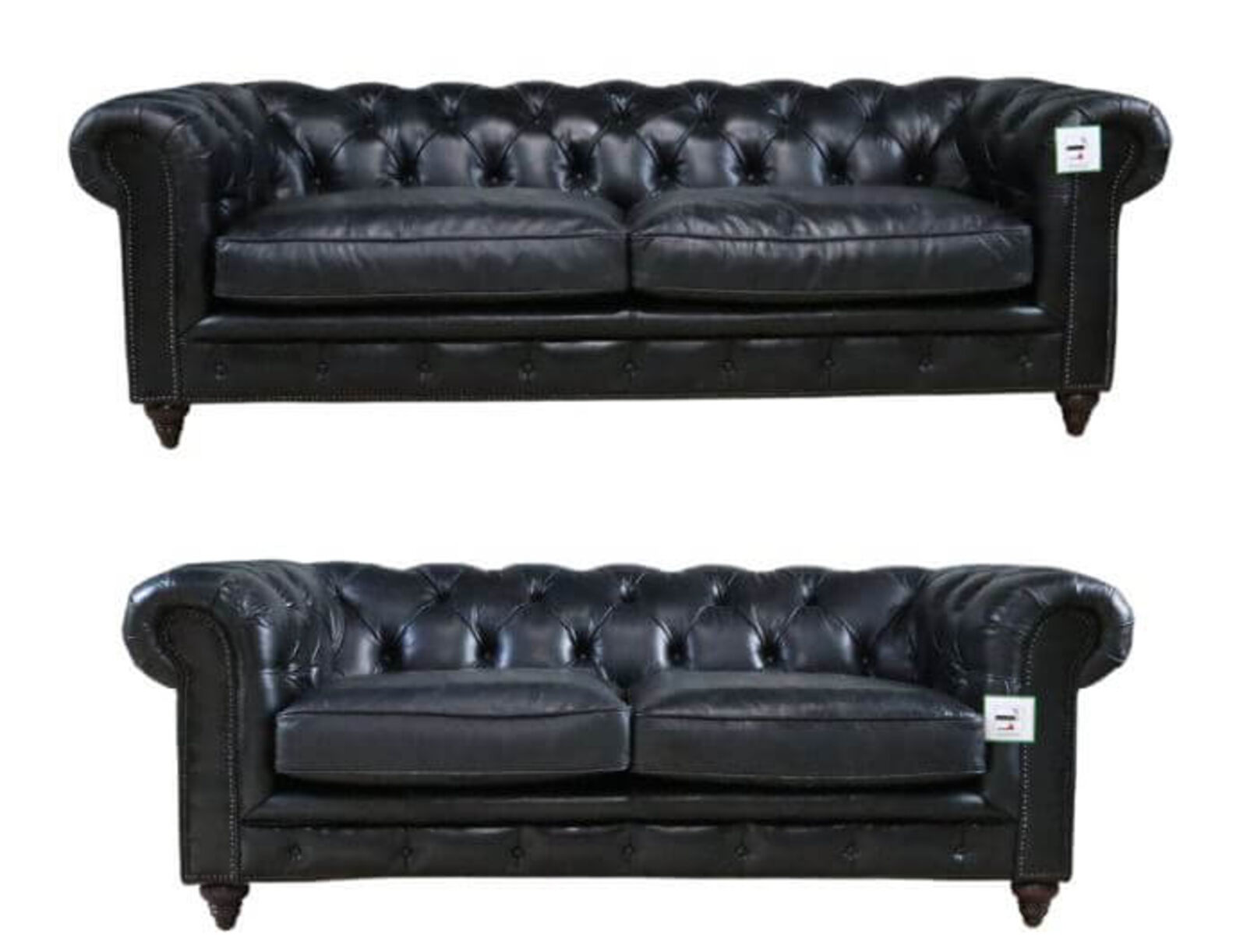 Product photograph of Earle Chesterfield 3 2 Distressed Vintage Black Real Leather Sofa Suite from Designer Sofas 4U
