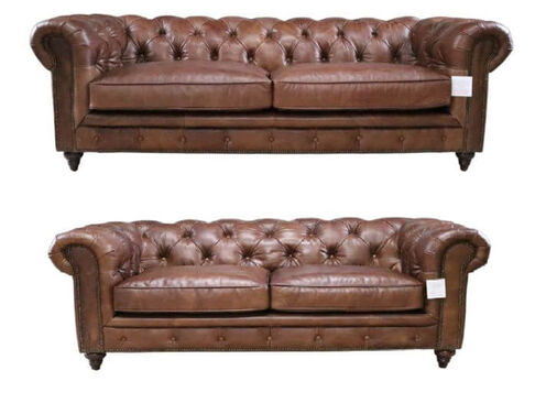 Earle Chesterfield Sofa Suite Chocolate Brown Leather