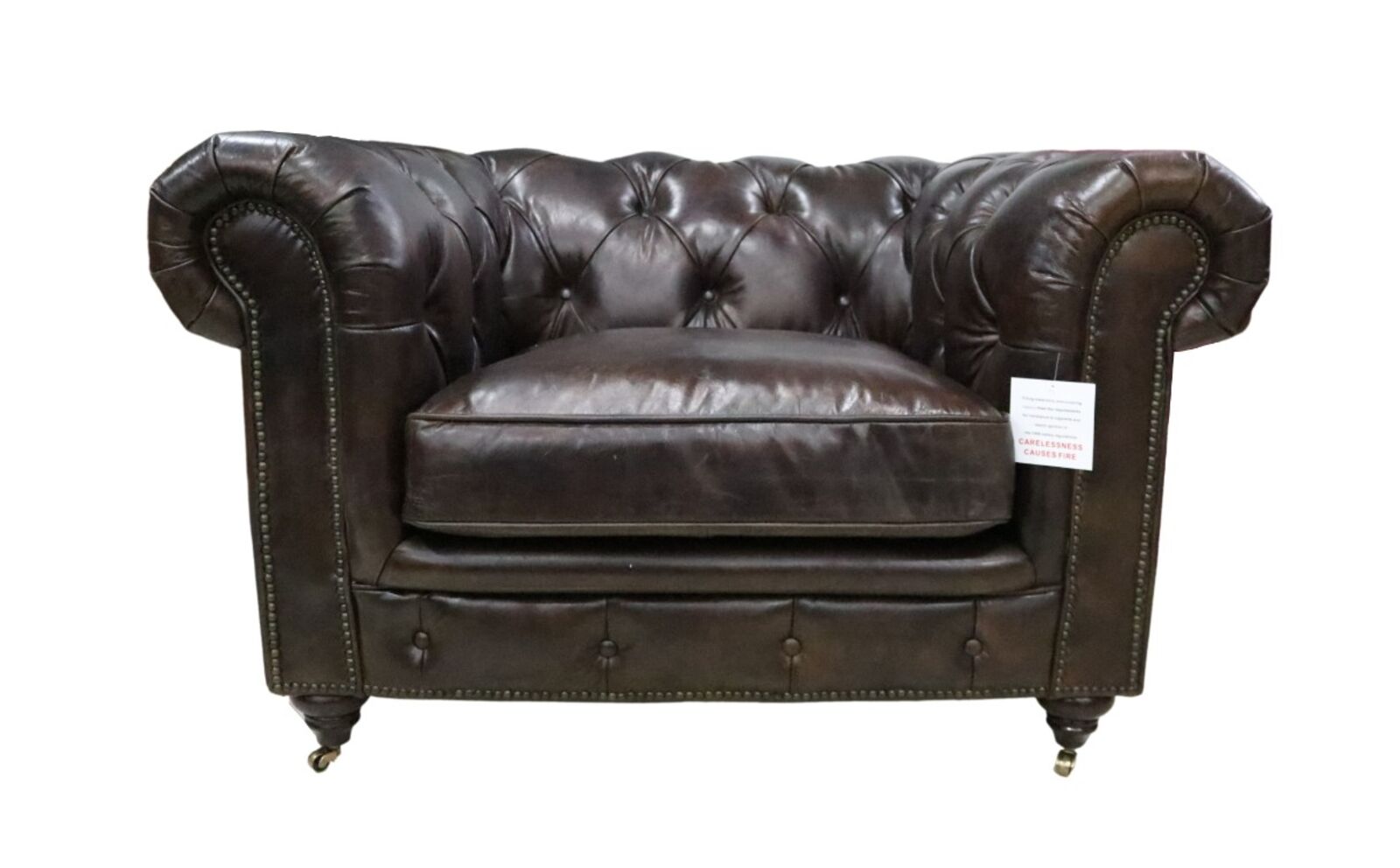 Product photograph of Earle Chesterfield Club Chair Vintage Tobacco Brown Distressed Real Leather from Designer Sofas 4U