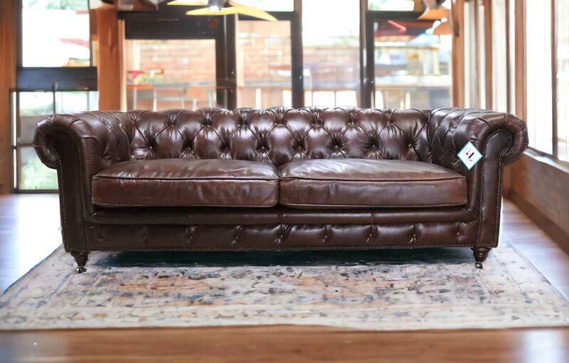 Product photograph of Earle Grande Chesterfield 3 Seater Vintage Brown Real Leather Sofa from Designer Sofas 4U