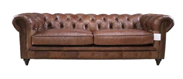 Earle Grande Chesterfield Nappa Chocolate Brown Leather Sofa 3 Seater