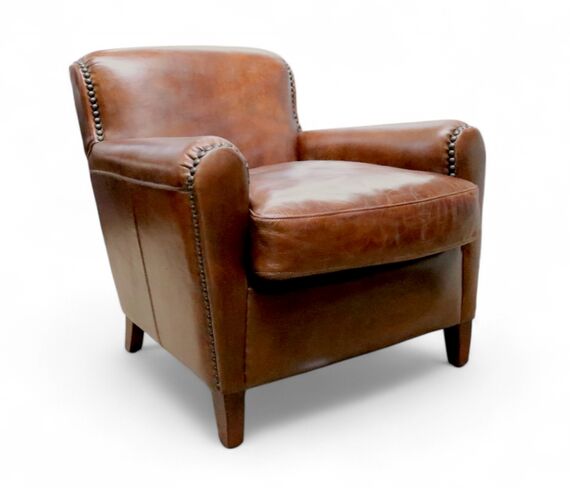 Eccentric Vintage Brown Distressed Leather Club Chair