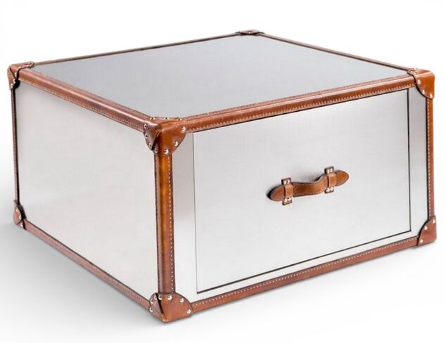 Eulalia Luxury Leather Trim Storage Trunk / Decorative Blanket Chest