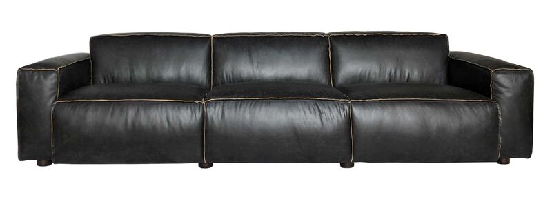 Product photograph of Fable 4 Seater Vintage Nappa Black Leather Sofa from Designer Sofas 4U