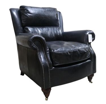 Florence Vintage Black Distressed Leather Armchair