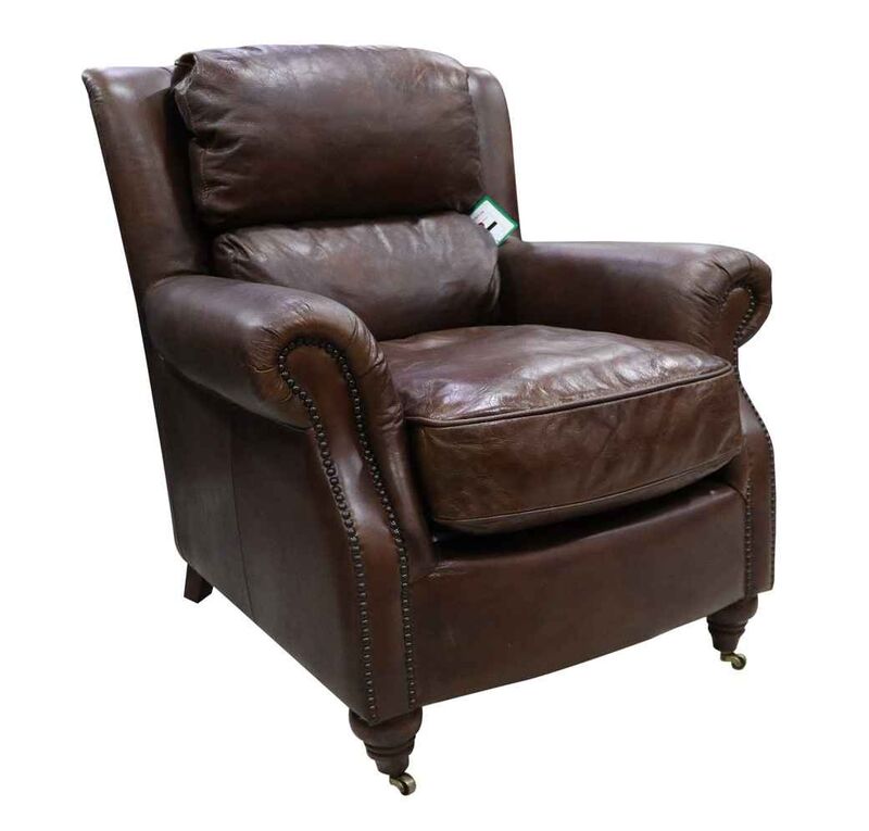 Product photograph of Florence Vintage Brown Distressed Leather Armchair from Designer Sofas 4U