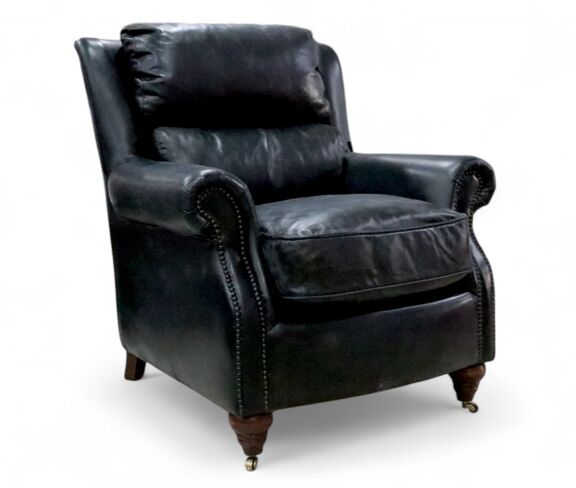 Florence Vintage Nappa Black Leather Armchair