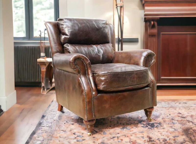 Product photograph of Florence Vintage Tobacco Brown Distressed Leather Armchair from Designer Sofas 4U