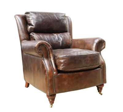 Florence Vintage Tobacco Distressed Real Leather Armchair
