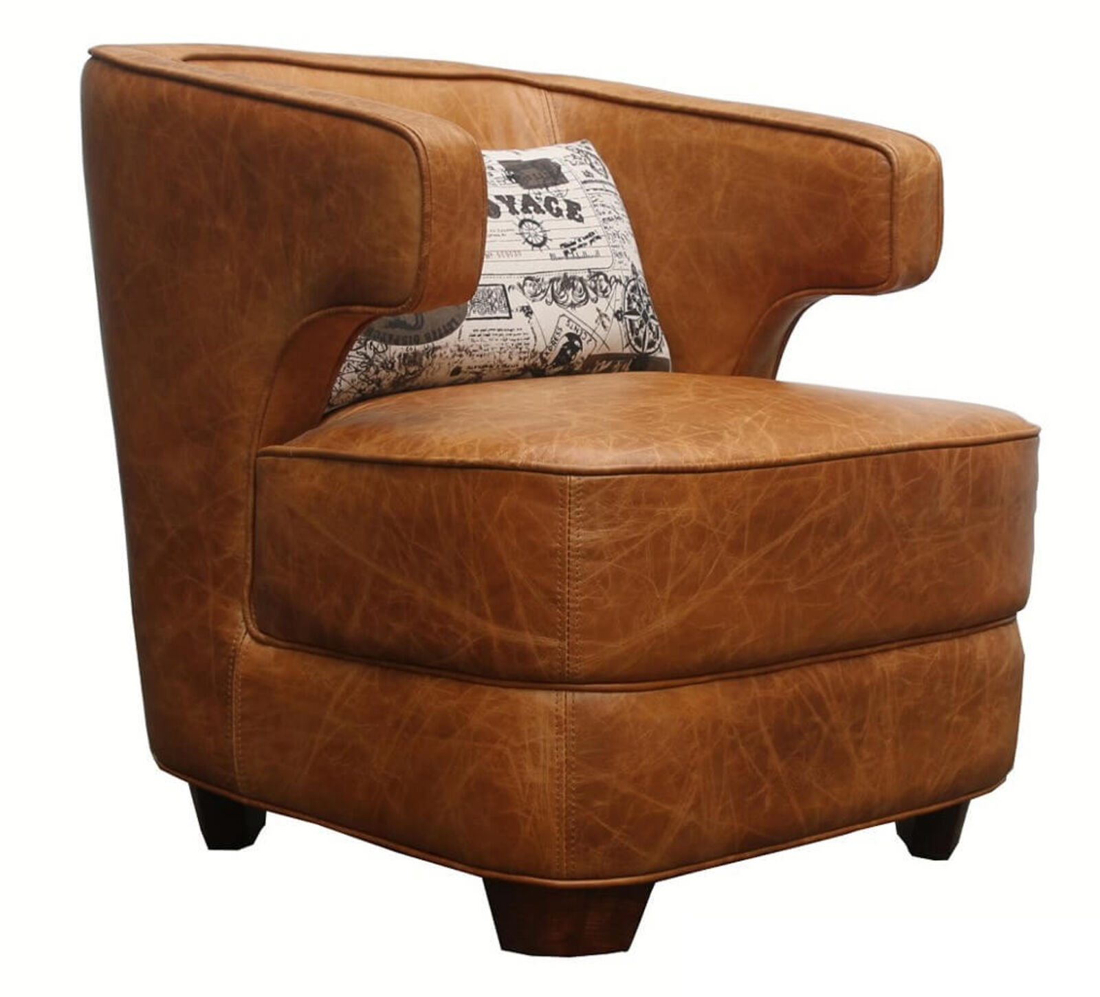 Product photograph of Flynn Vintage Leather Tub Chair from Designer Sofas 4U