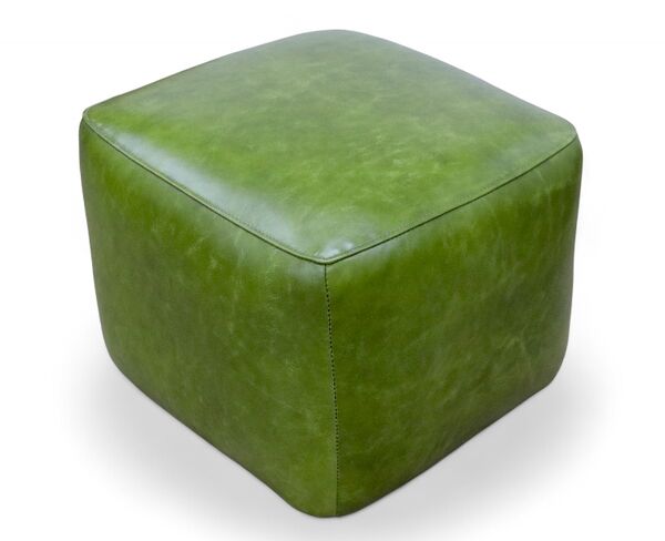 Footstool Pouffe Olive Green Leather