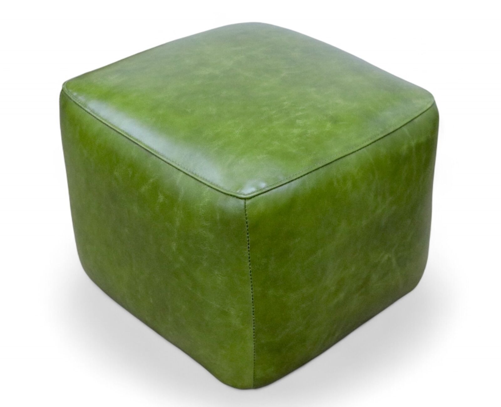 Footstool Pouffe Olive Green Leather