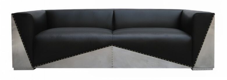 Gable Aluminium Vintage Distressed Leather Sofa