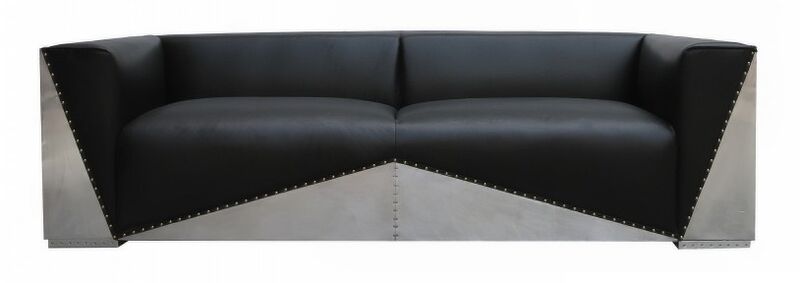 Product photograph of Gable Aluminium Vintage Distressed Leather Sofa from Designer Sofas 4U