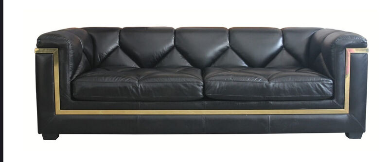 Product photograph of Gatsby 3 Seater Nappa Black Leather Sofa from Designer Sofas 4U