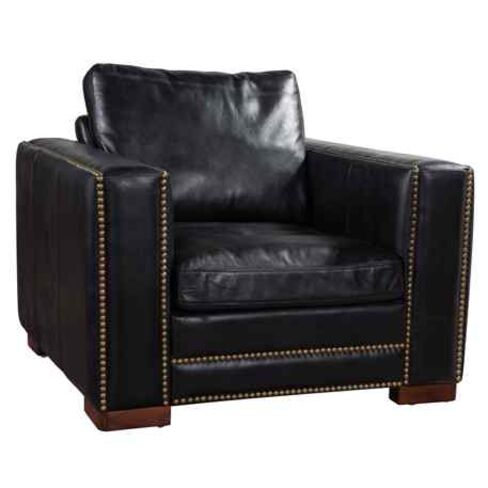 George Vintage Black Distressed Leather Armchair