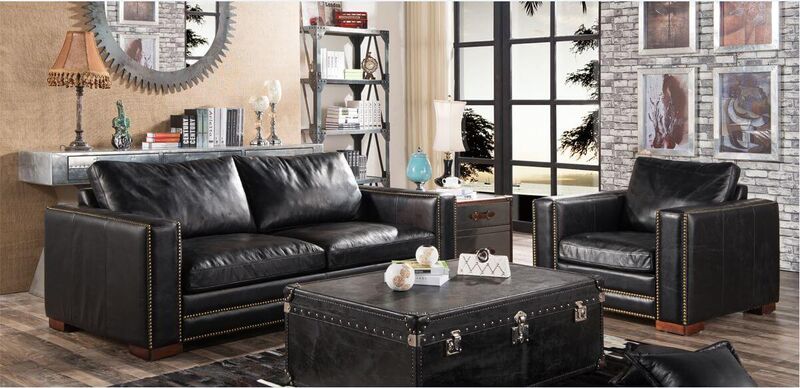 Product photograph of George Vintage Distressed Leather Settee Sofa Suite from Designer Sofas 4U