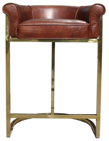 Gold Frame Vintage Leather Barstool
