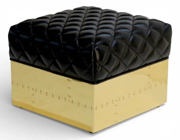 Gold Plated Leather Footstool Bench – Statement Modern Piece
