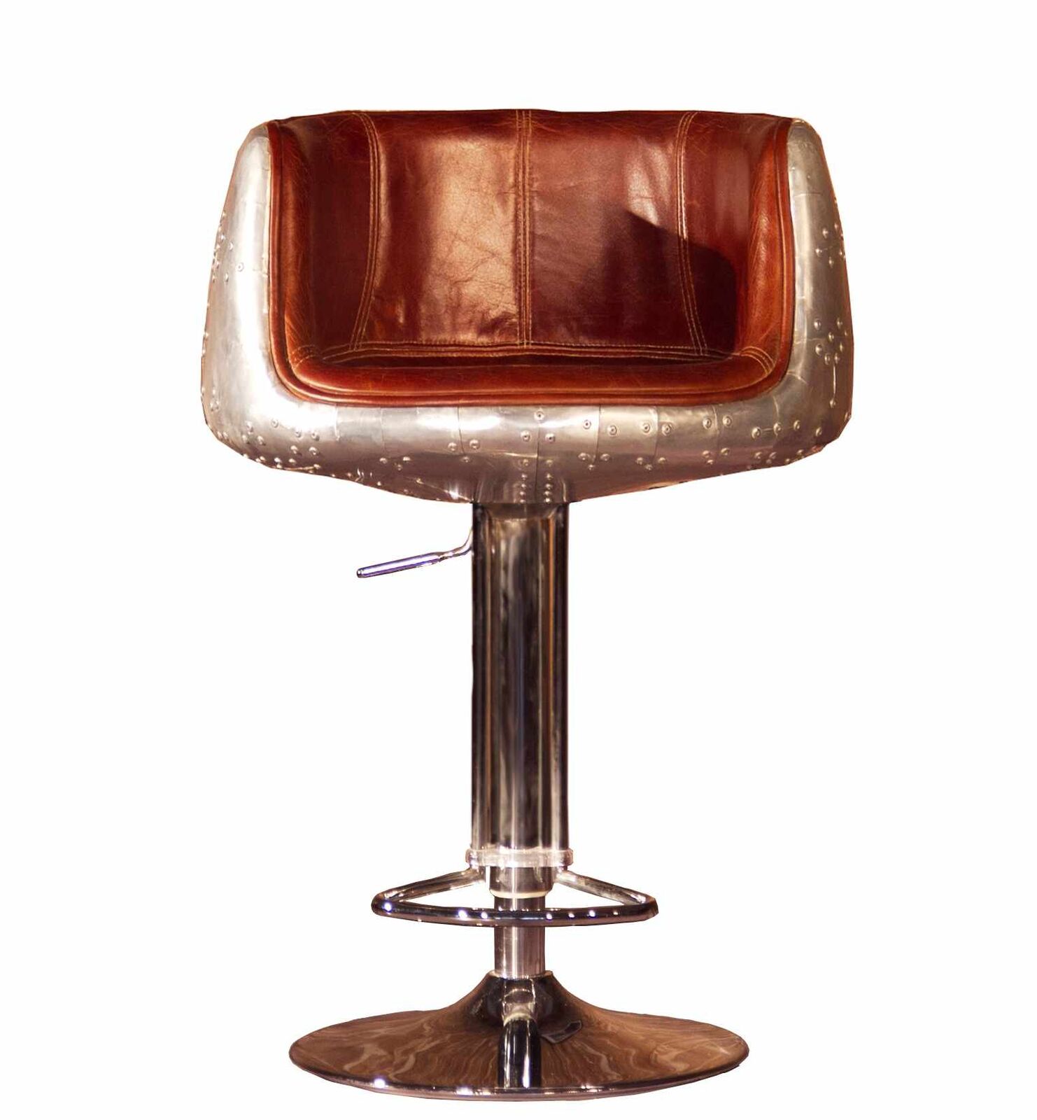 Product photograph of Grande Aviator Vintage Distressed Leather Barstool from Designer Sofas 4U