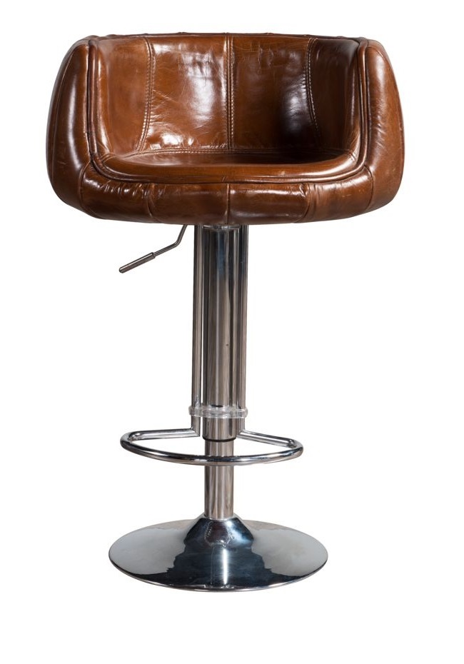 Vintage Brown Distressed Leather, Genuine Leather Bar Stools