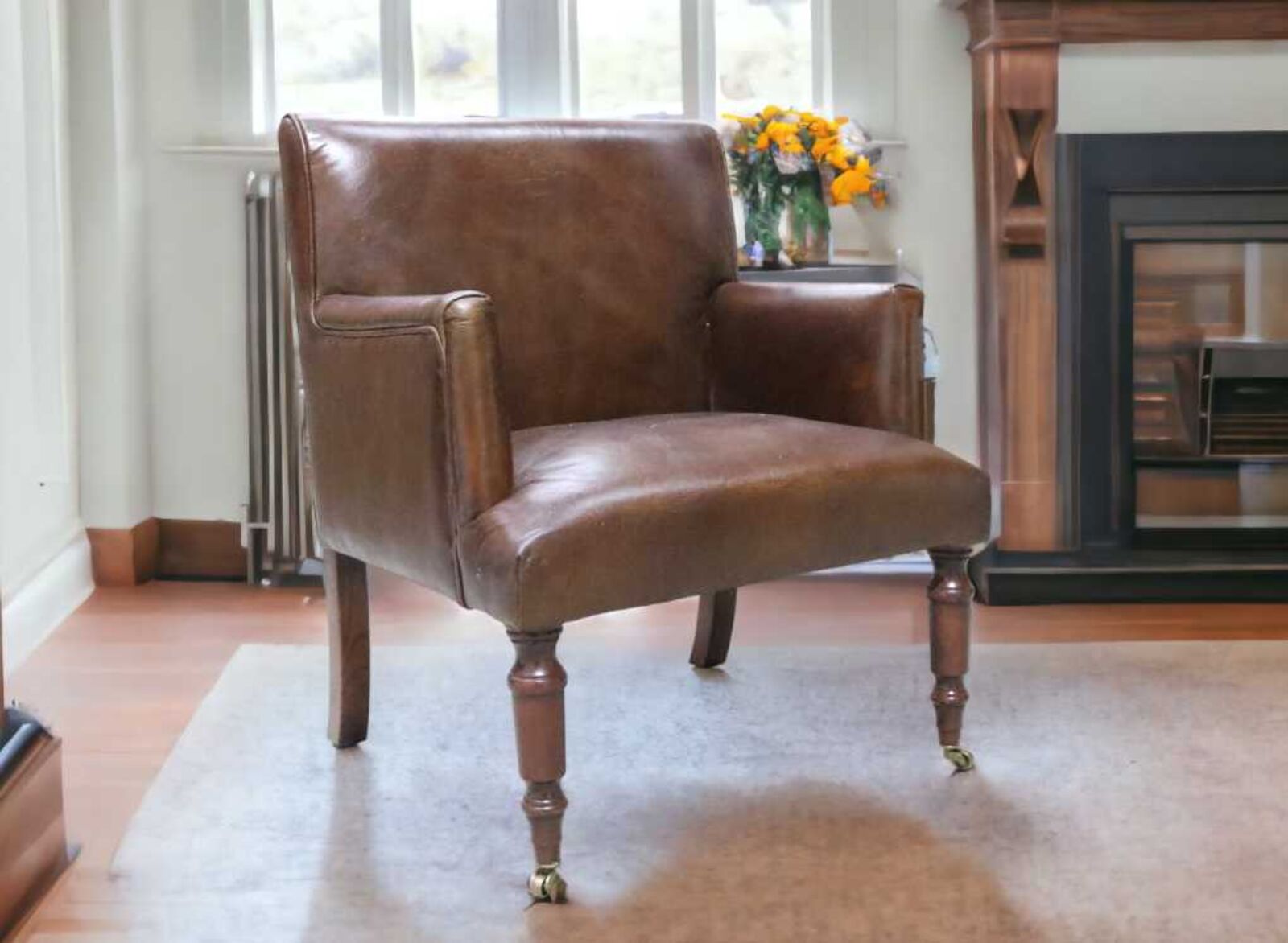 Product photograph of Grayson Distressed Vintage Brown Leather Armchair from Designer Sofas 4U
