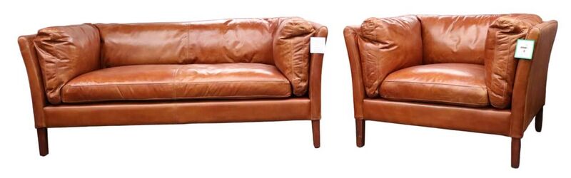 Product photograph of Groucho 3 1 1 Vintage Tan Distressed Leather Settee Sofa Suite from Designer Sofas 4U