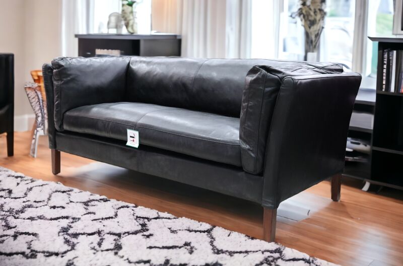 Product photograph of Groucho 3 Seater Settee Sofa Vintage Black Distressed Real Leather from Designer Sofas 4U