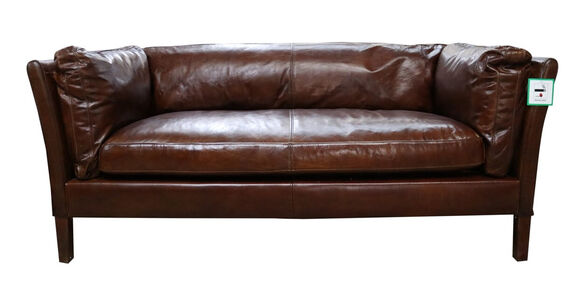 Groucho Vintage Brown Distressed Leather 3 Seater Settee Sofa