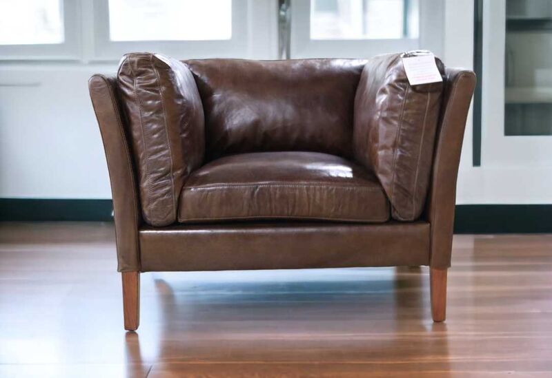 Product photograph of Groucho Vintage Brown Distressed Leather Armchair from Designer Sofas 4U