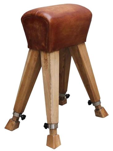 Gym Horse Pommel Vintage Distressed Leather Stool