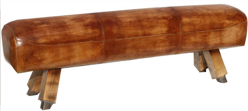 Product photograph of Gym Horse Vintage Distressed Leather Long Bench from Designer Sofas 4U