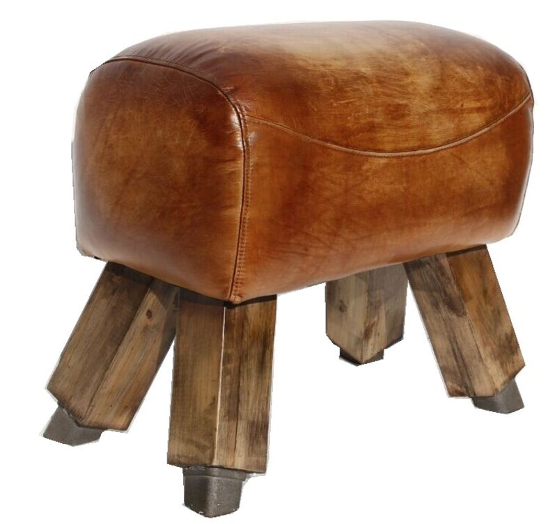 Product photograph of Gym Horse Vintage Distressed Leather Bench Small from Designer Sofas 4U