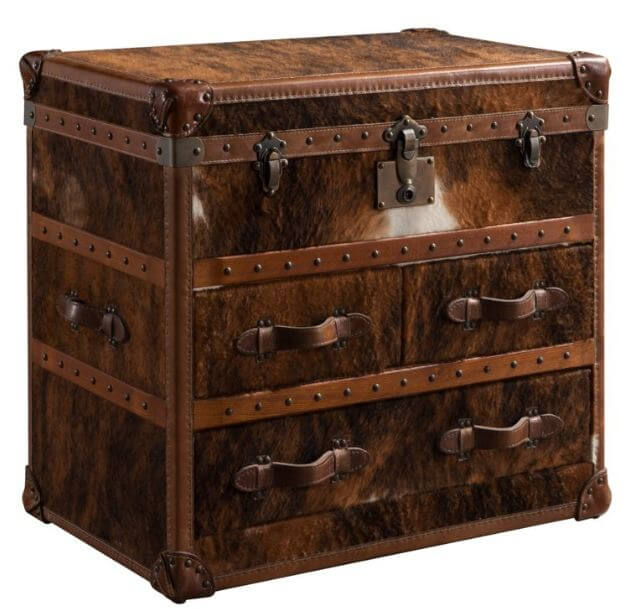 Hide Large Leather Trunk Vintage Trunks, Leather Storage Chest
