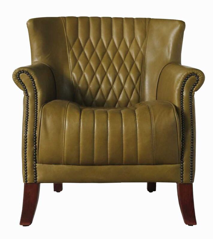 Product photograph of Hereford Vintage Moss Green Leather Armchair from Designer Sofas 4U