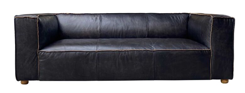 Hogarth Vintage Nappa Black Leather 2 Seater Sofa