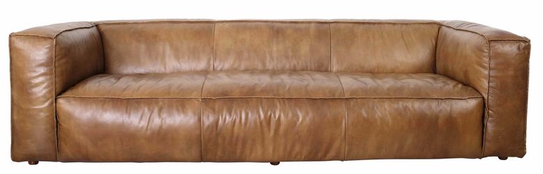 Hogarth Vintage Nappa Caramel Tan Leather 3 Seater Sofa