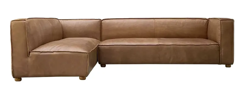 Vintage Luxury Hogarth LHC Chocolate Brown Leather Corner Group Sofa