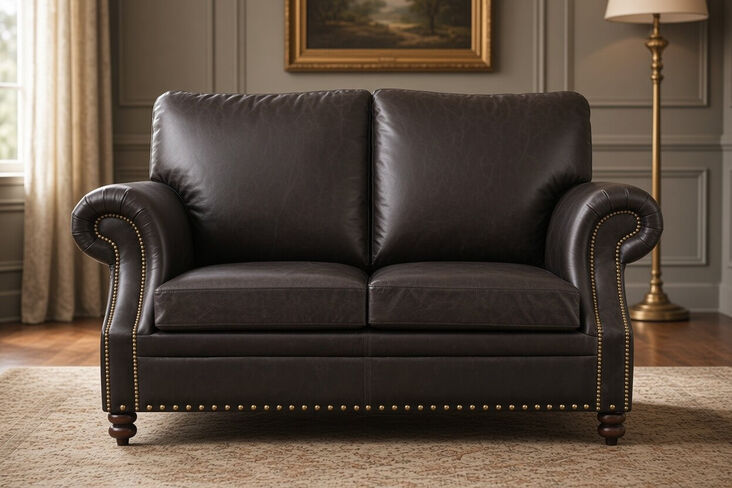 Holbeck 2 Seater Vintage Black Leather Sofa Settee