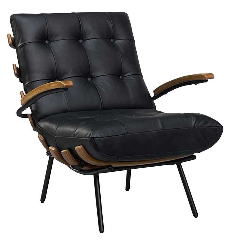 Product photograph of Horley Buttoned Vintage Nappa Black Leather Armchair With Arm from Designer Sofas 4U