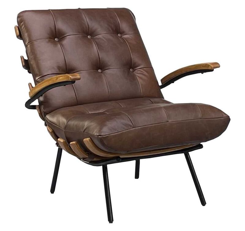 Product photograph of Horley Buttoned Vintage Nappa Cuba Brown Leather Armchair With Arm from Designer Sofas 4U
