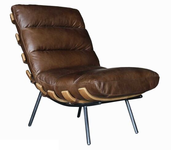 Horley Vintage Leather Lounge Chair – Mid-Century Modern Brown Armchair