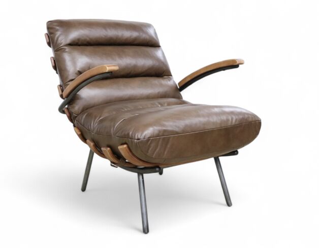 Horley Vintage Nappa Leather Armchair – Mid-Century Modern Chocolate Brown Chair