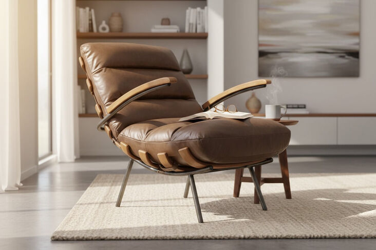 Horley Vintage Nappa Leather Armchair – Mid-Century Modern Chocolate Brown Chair