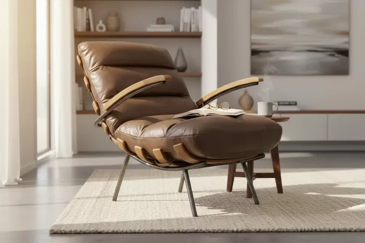 Horley Vintage Nappa Leather Armchair – Mid-Century Modern Chocolate Brown Chair