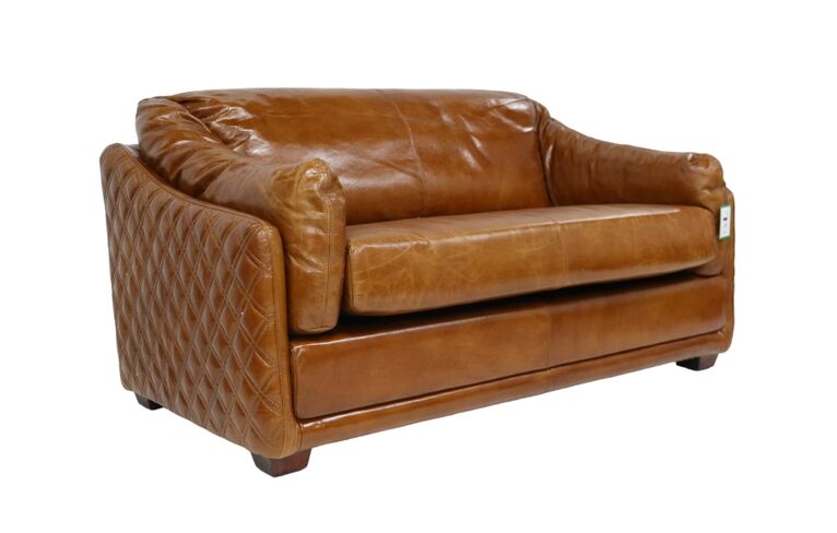Hudson Vintage Retro 2 Seater Distressed Leather Settee Sofa