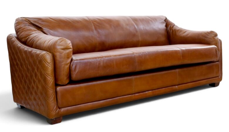 Hudson Vintage Retro 3 Seater Distressed Leather Settee Sofa