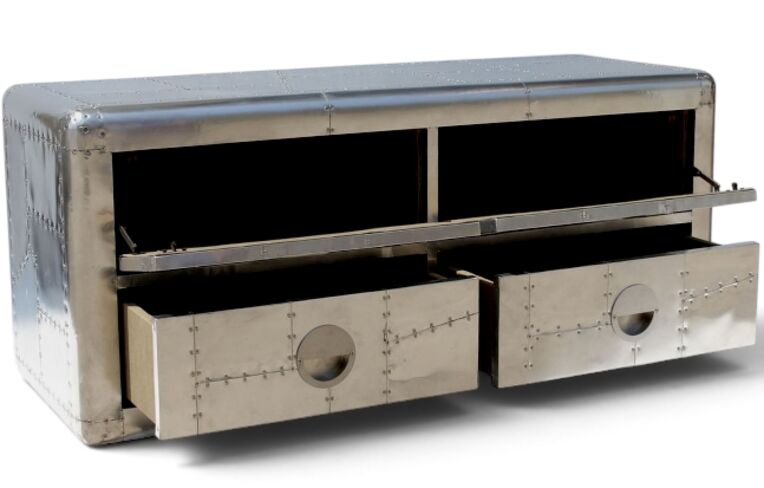 Industrial Riveted Aluminium Cabinet | Aviation Style Storage Furniture